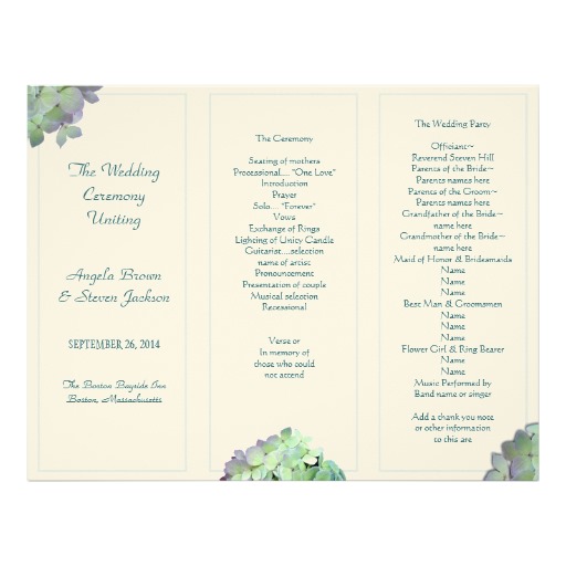 Three Fold Wedding Program Template Three Fold Wedding Program Template