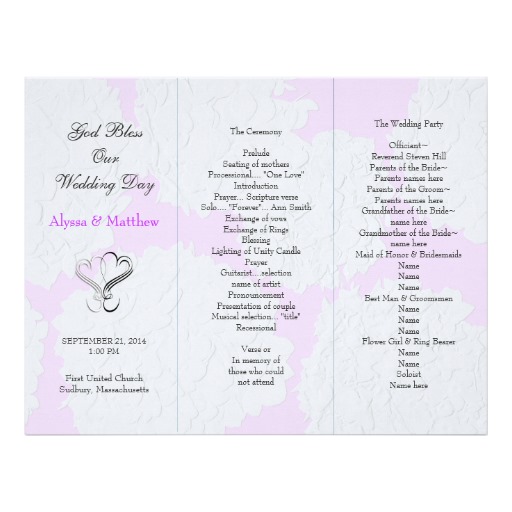 Tri-Fold Wedding Program Templates