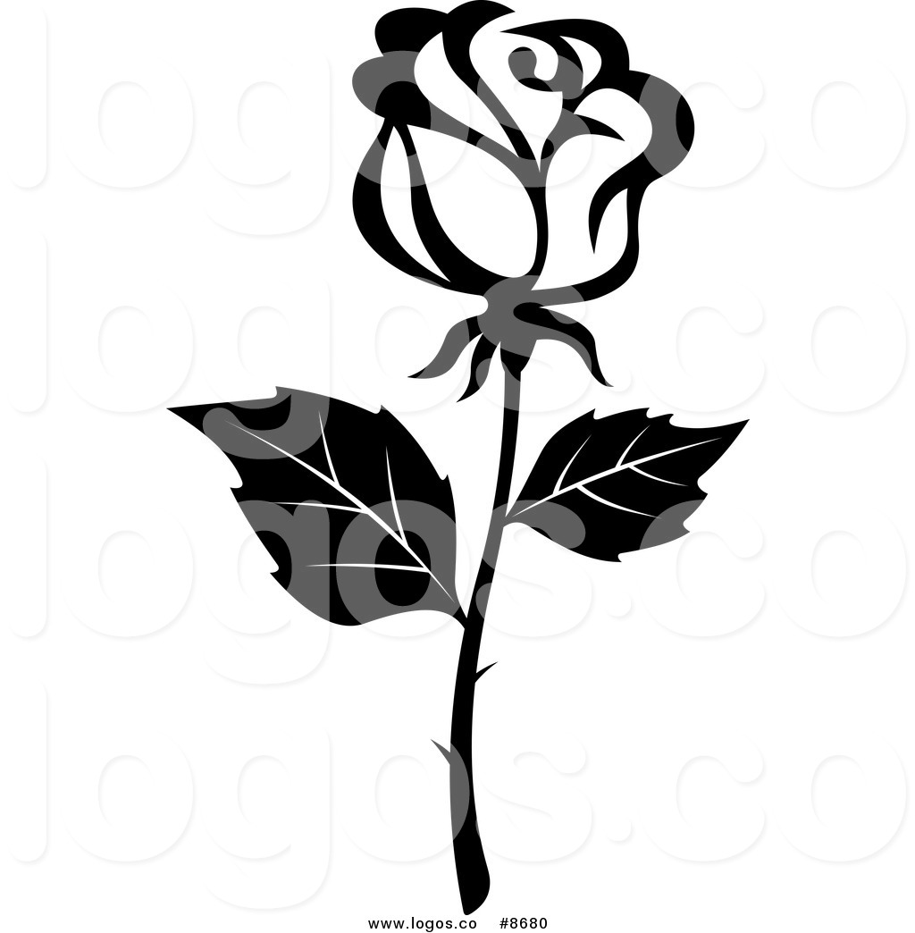 Vector Clip Art Black and White Rose