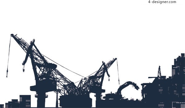 Vector Silhouette Construction Site