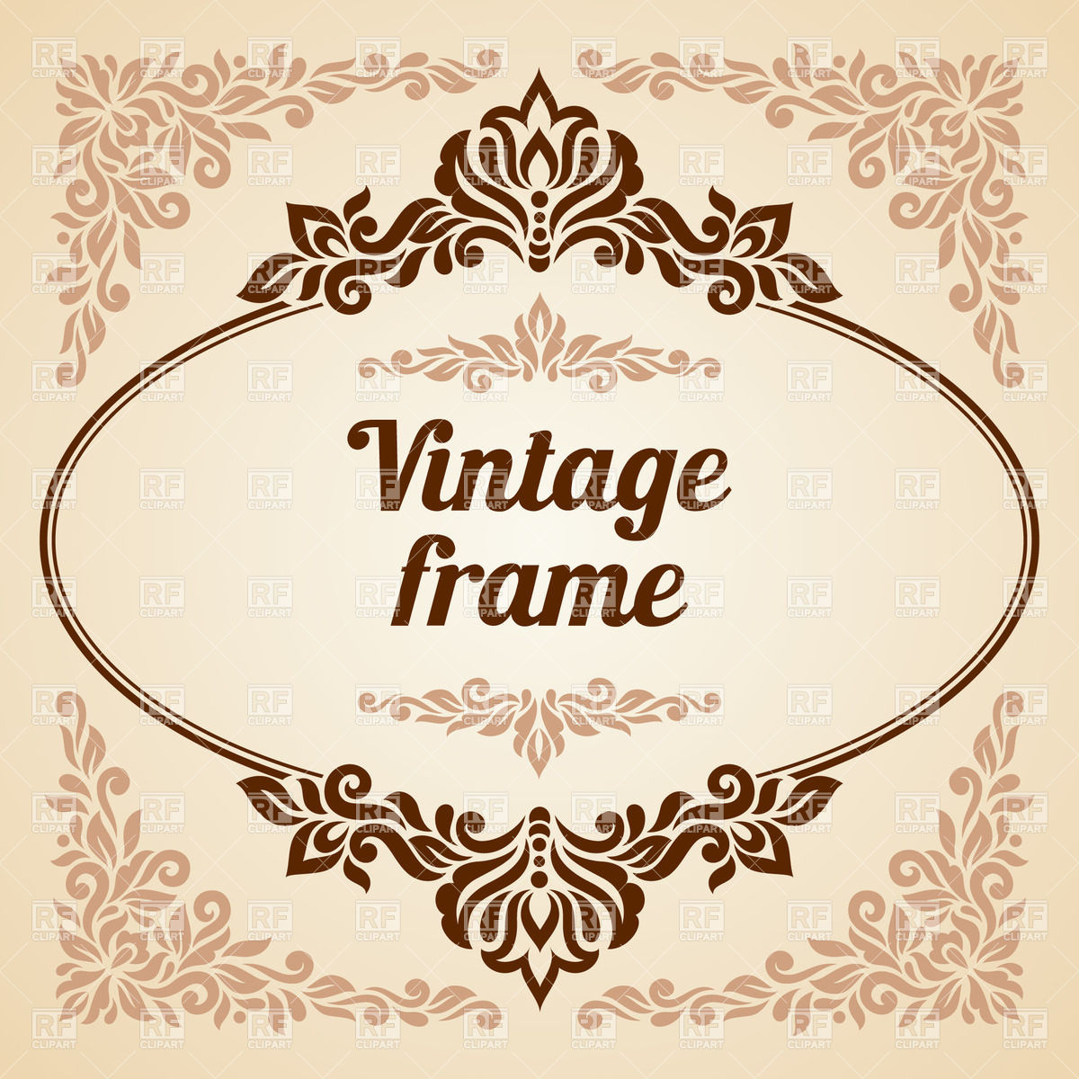 Vintage Oval Frame Vector