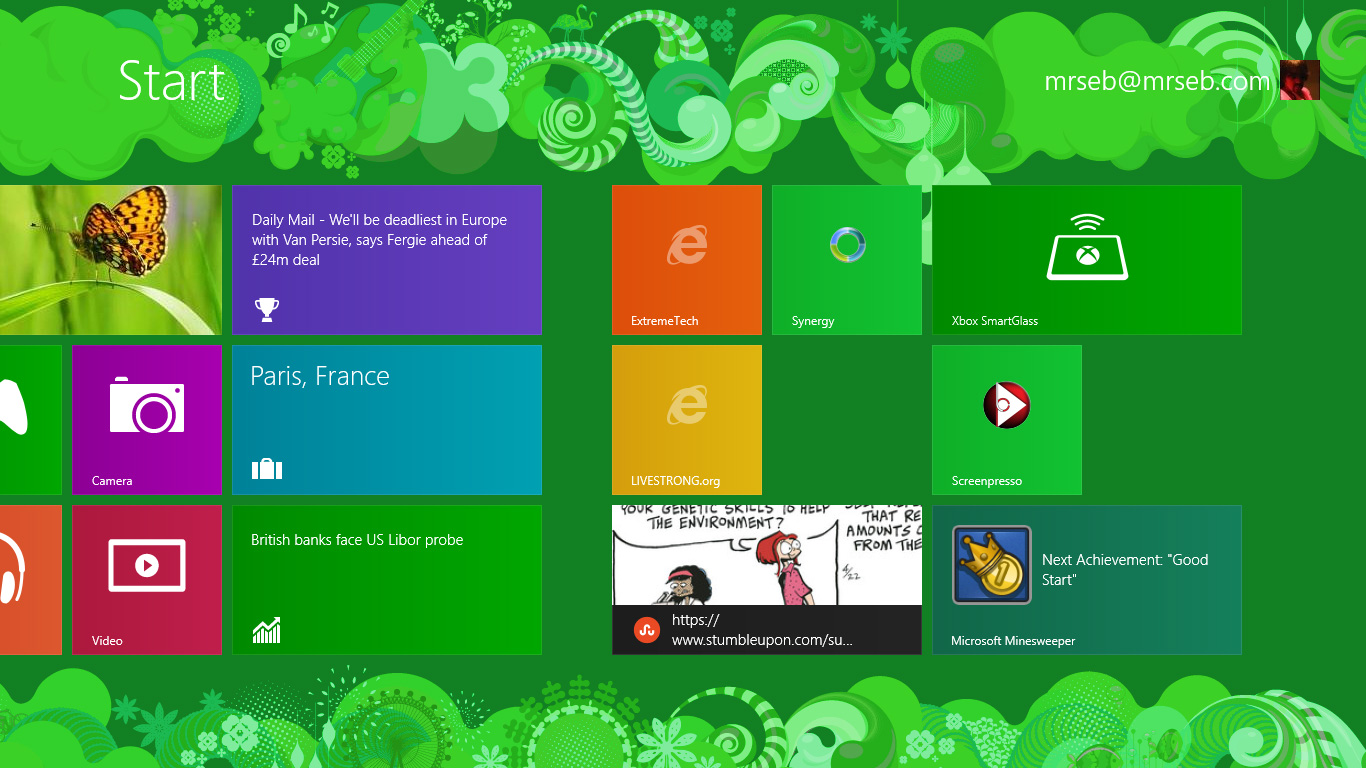 Windows 8 Start Screen Desktop