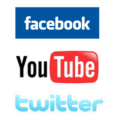 YouTube Facebook and Twitter Icons