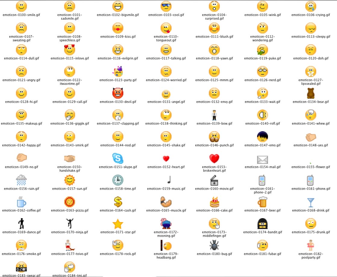 All Skype Emoticons All Skype Emoticons