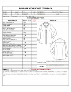 Apparel Spec Sheet Template