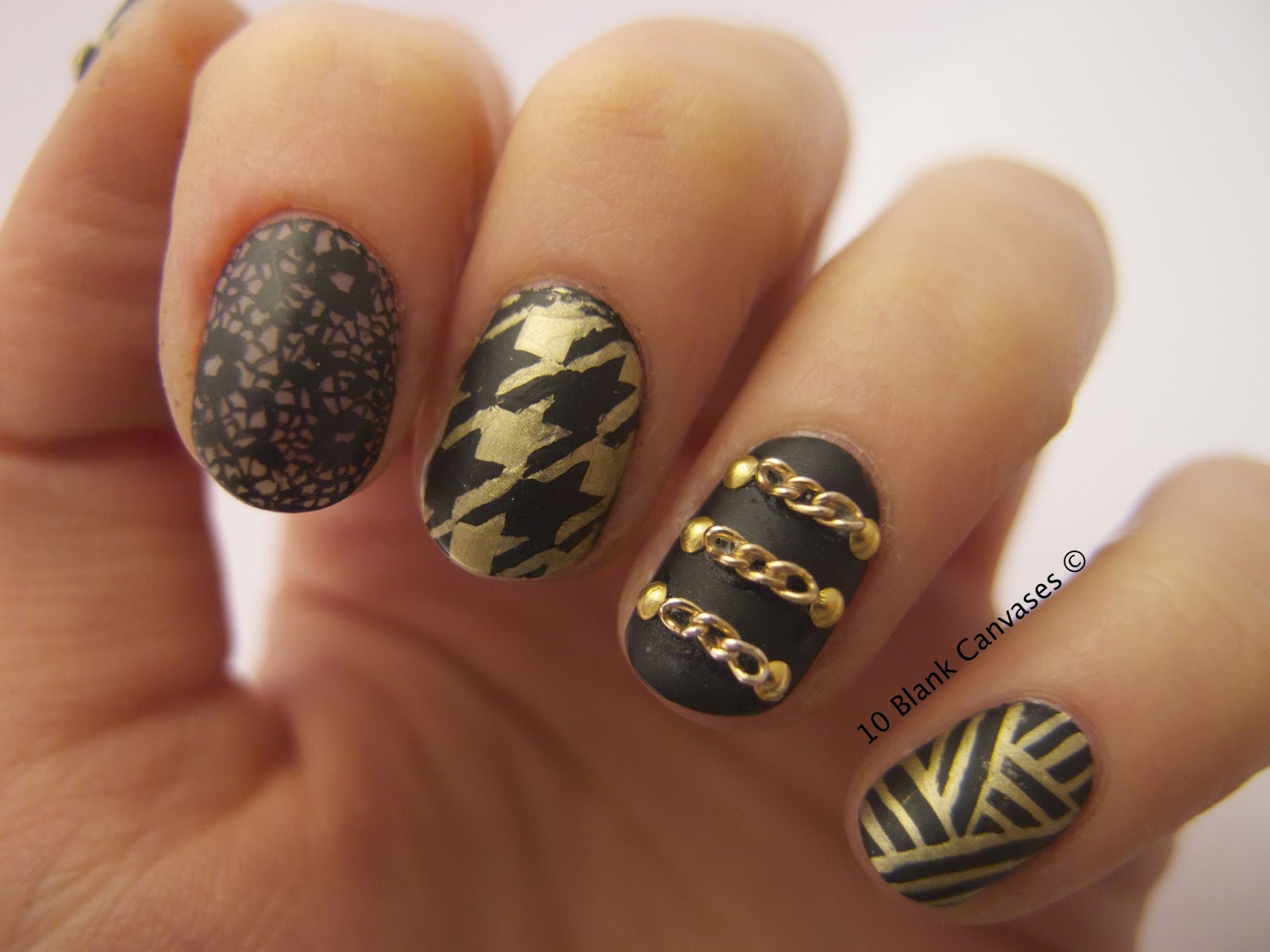 Black and Gold Nails