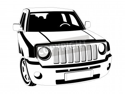 Black and White Clip Art Car SUV