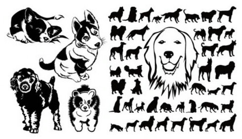 Black and White Dog Silhouette Vector