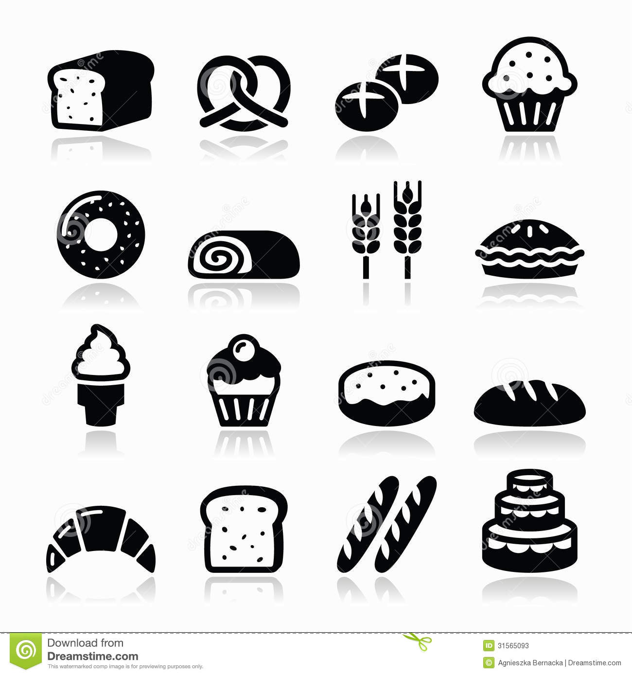 Black and White Food Icons for Bakery's