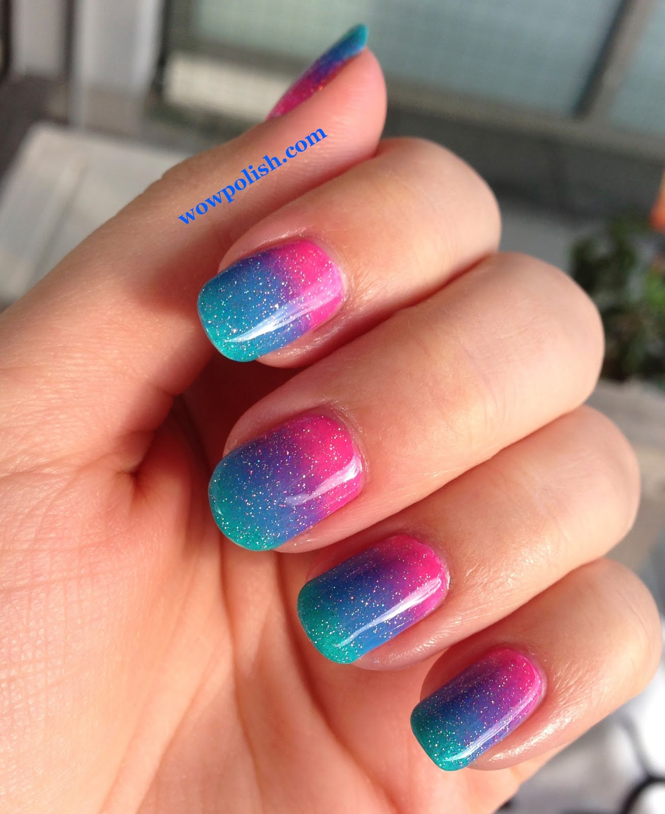 Blue and Pink Nail Art