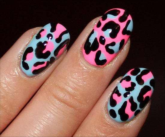 Blue and Pink Nail Art