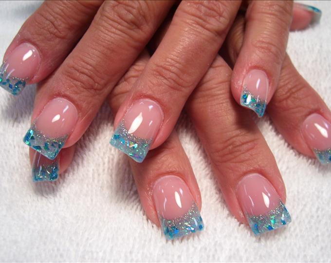 Blue Glitter Acrylic Nail Designs