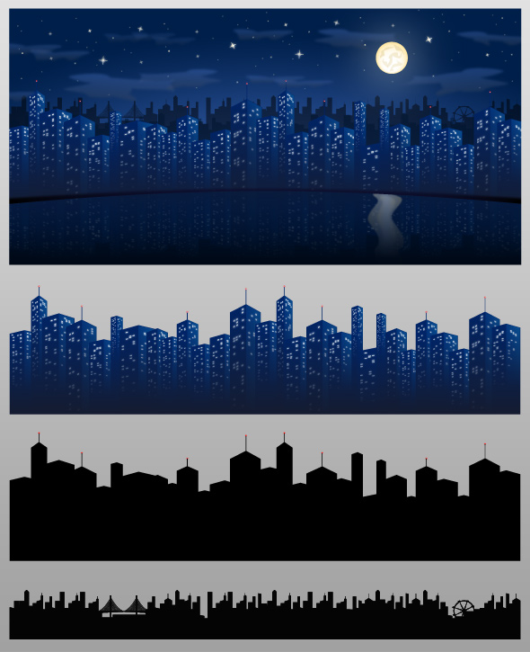 City at Night Vector