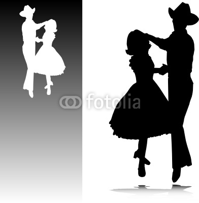 Cowboy Dancing Silhouette Vector