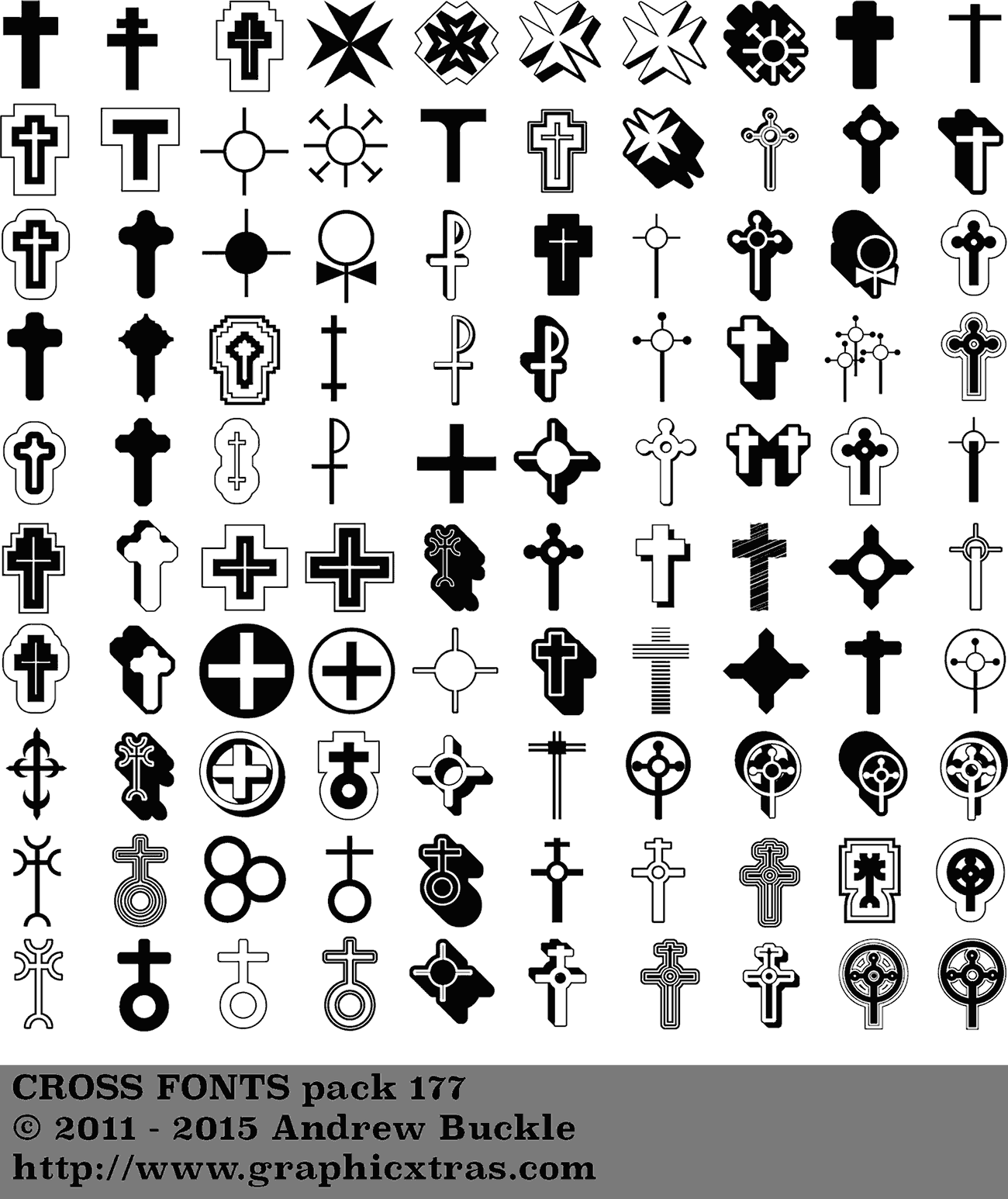 Different Christian Cross Fonts