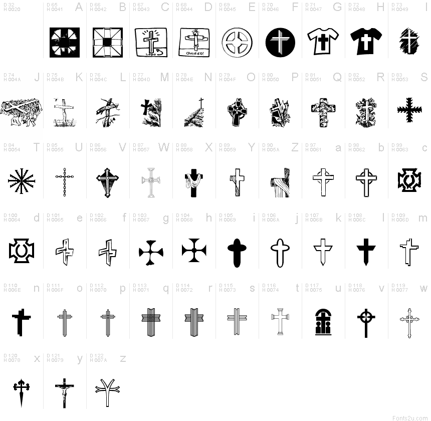 Different Christian Cross Fonts