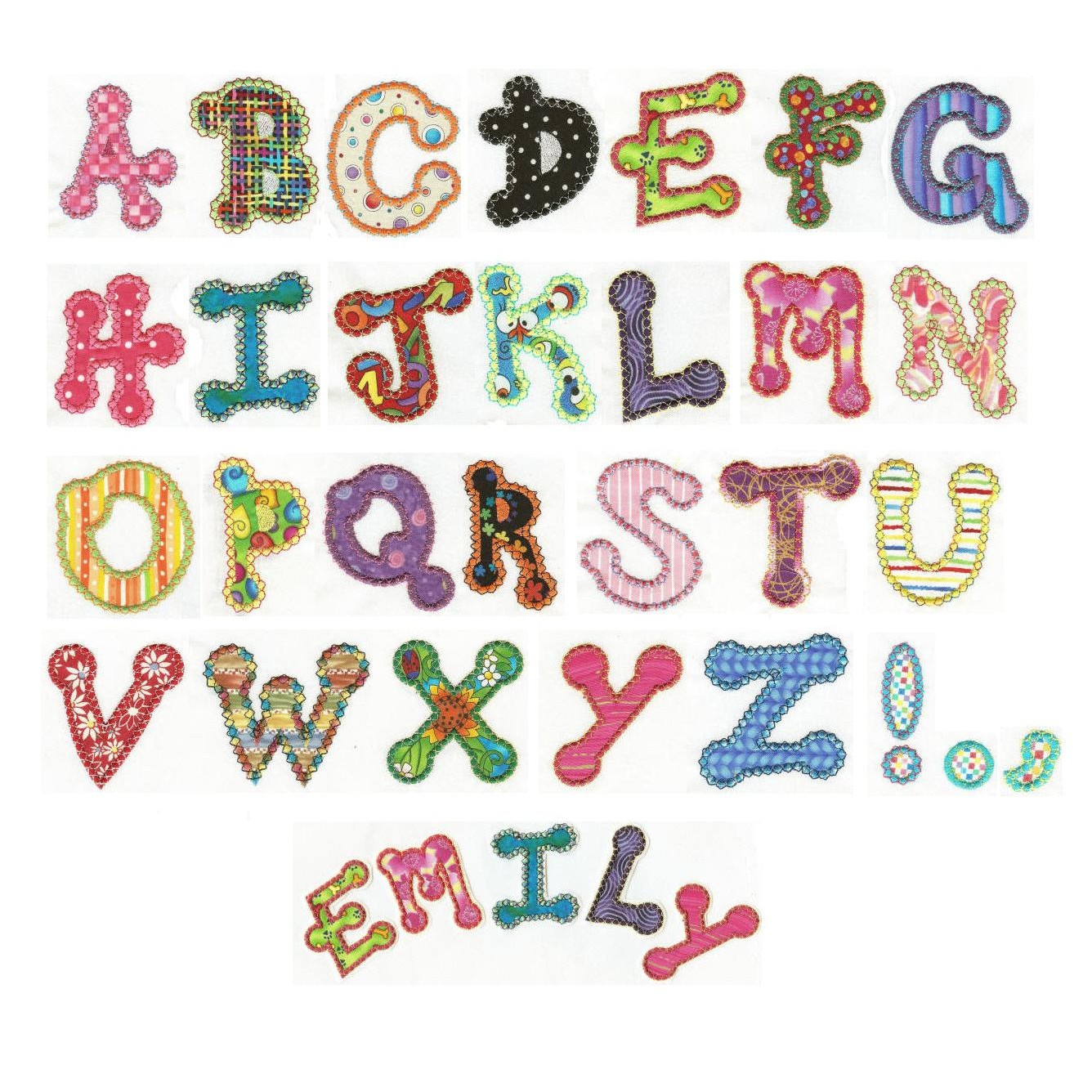 Embroidery Applique Alphabet Design Fonts