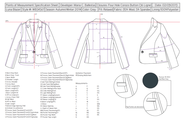 Fashion Specification Sheet