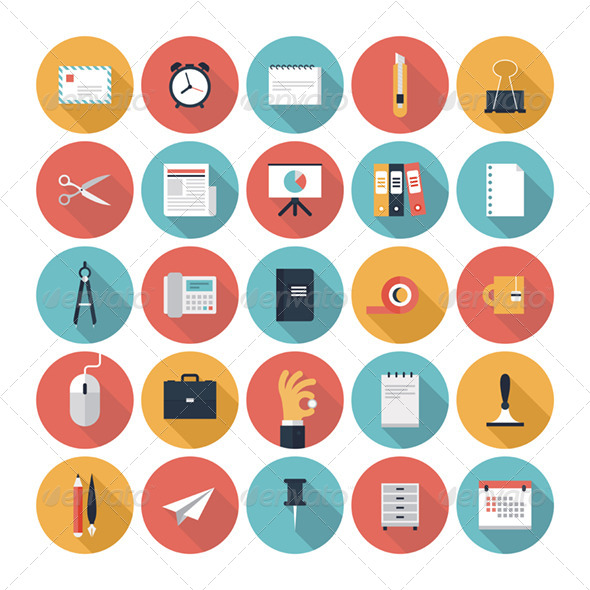 9 Flat Icon Business Tools Images