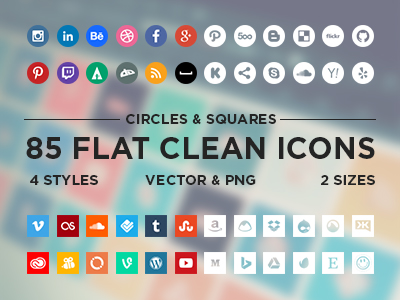 Flat Social Media Icons Vector Free