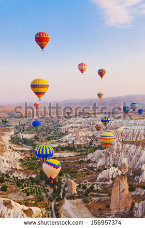 Flying Hot Air Balloons Over Landscapes Photos