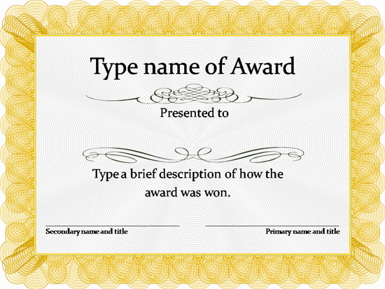 Free Award Certificate Templates Word
