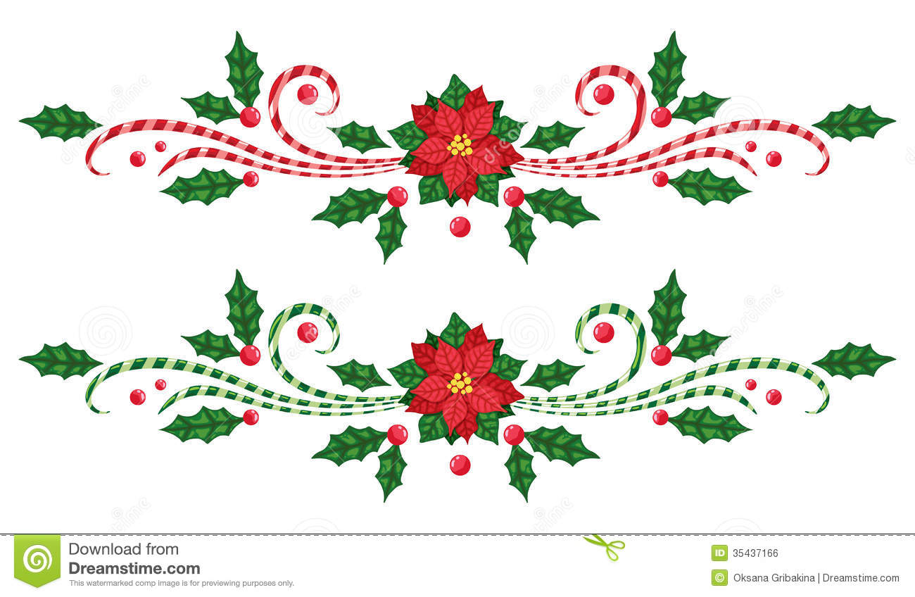 Free Christmas Poinsettia Border