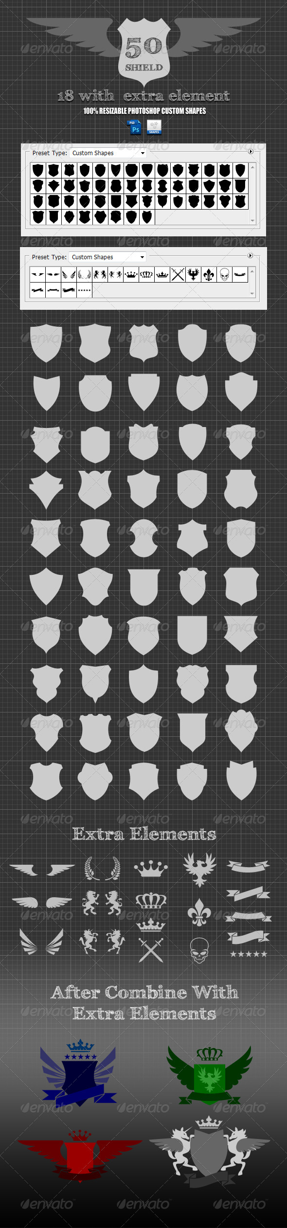 Free Photoshop Custom Shapes Shield