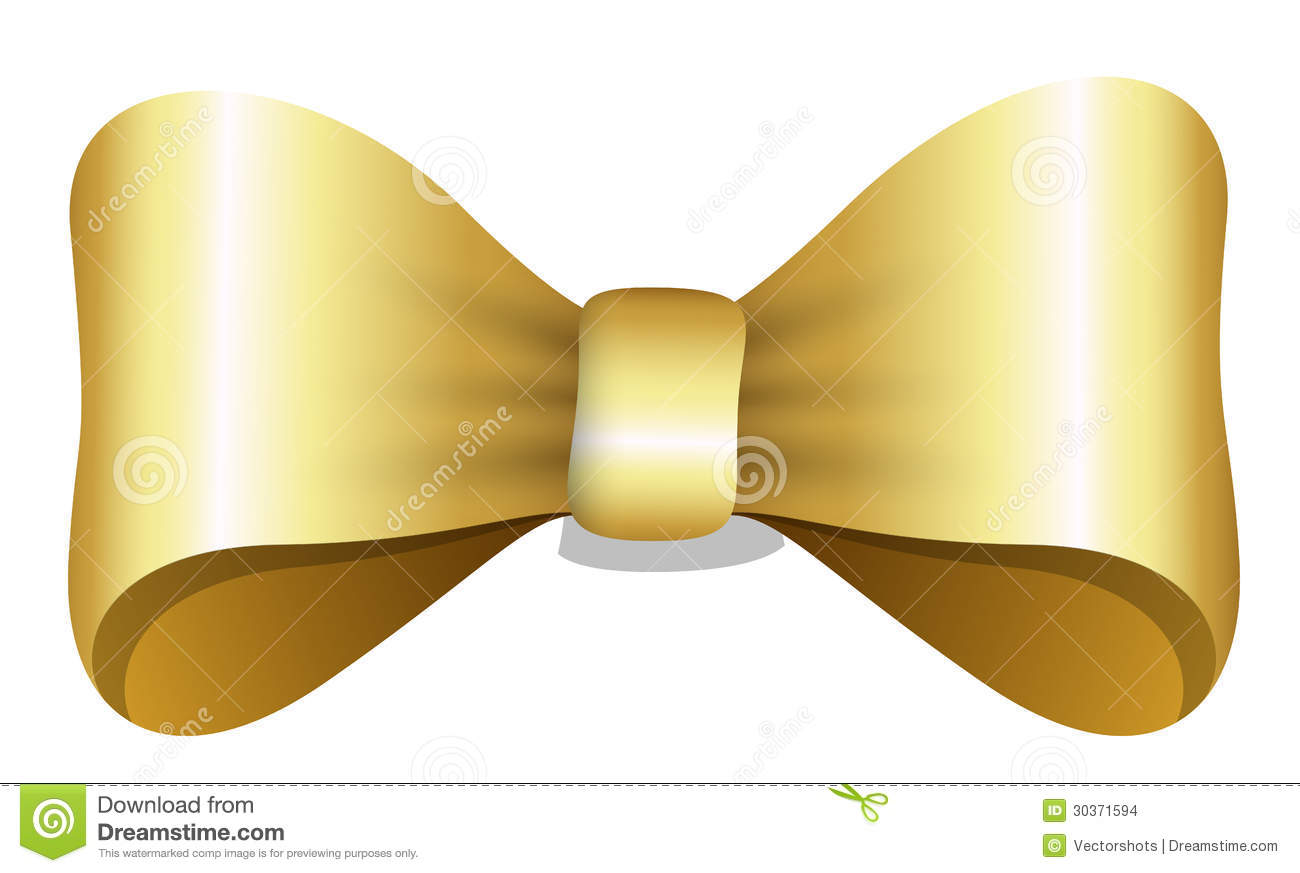 Gold Christmas Bow Cartoon