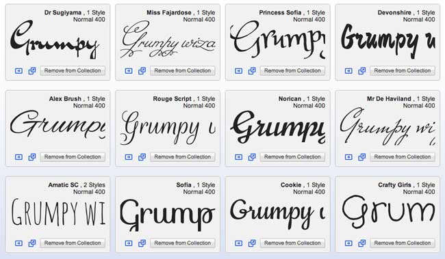 Google Fonts Handwriting