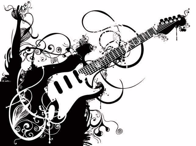 Guitar Vector Art Black and White