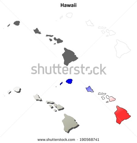 Hawaii Islands Maps Outline