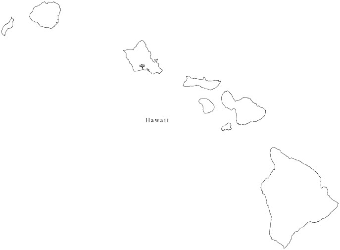 Hawaii Map Black and White