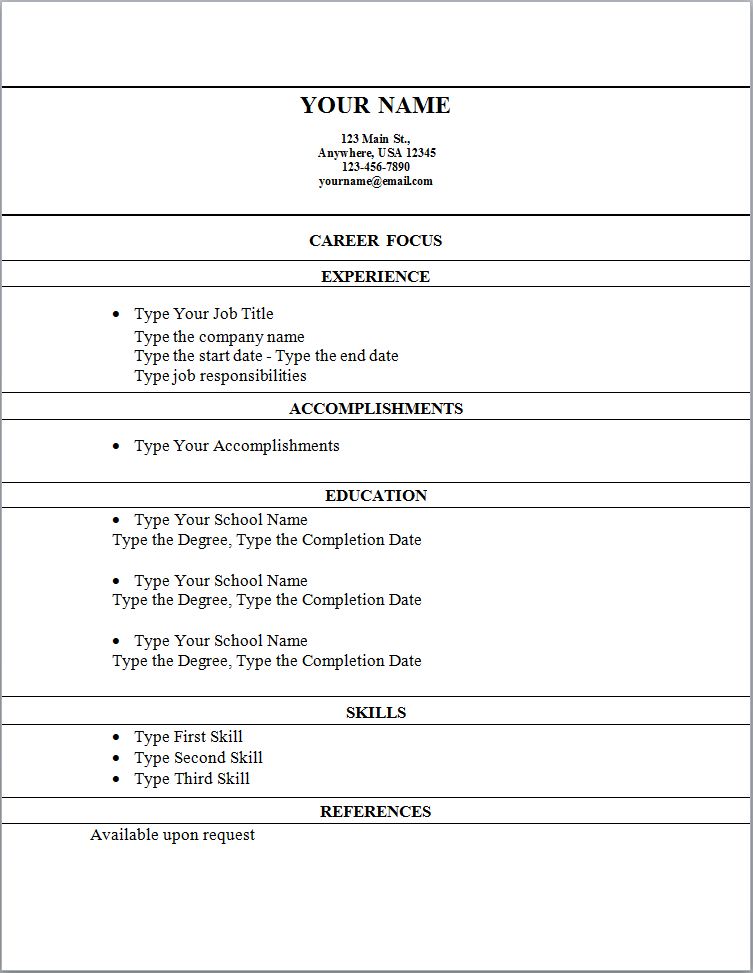 Headings Resume Templates