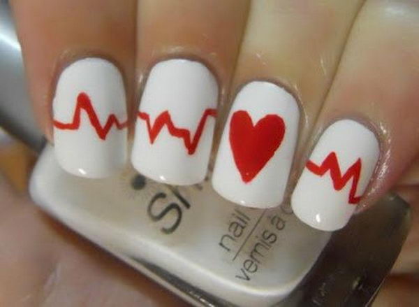 Heart Beat Nail Design Heart Beat Nail Design