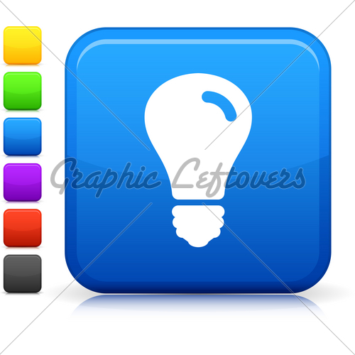 Light Blue Square Button Icon