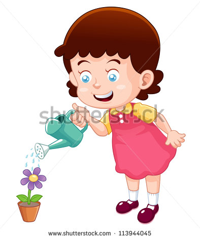 Little Girl with Watering Can