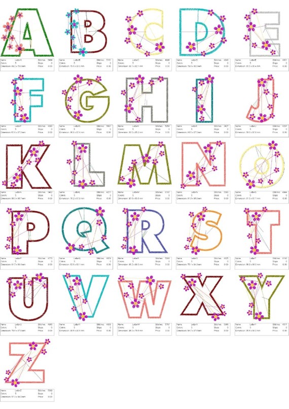 Machine Embroidery Applique Alphabet Design Letters