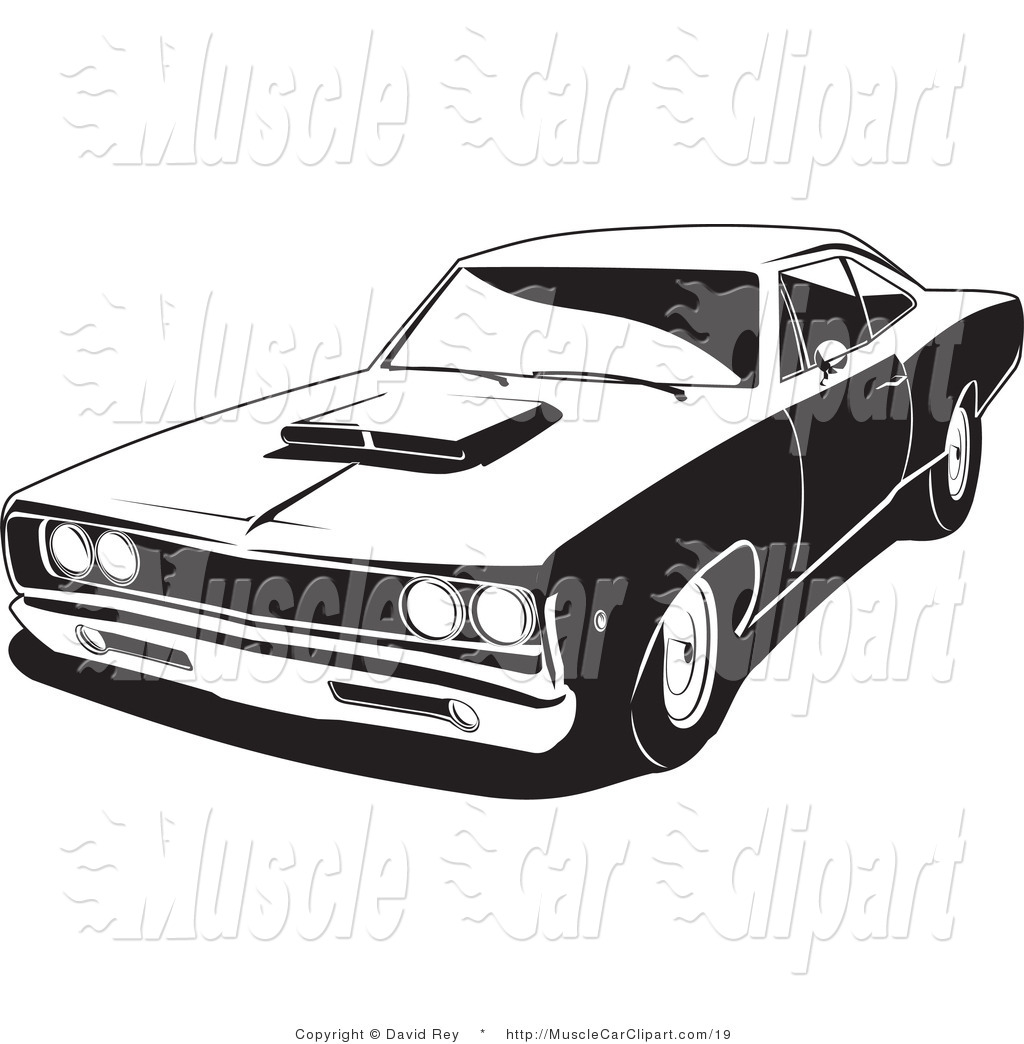 Muscle Car Clip Art Black and White