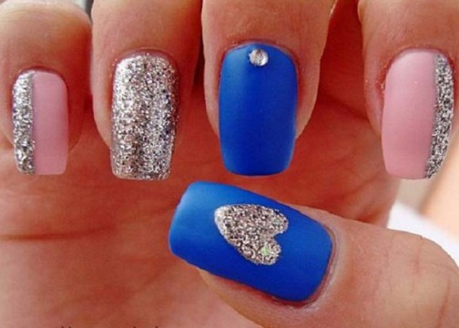 Nail Designs with Pink and Blue