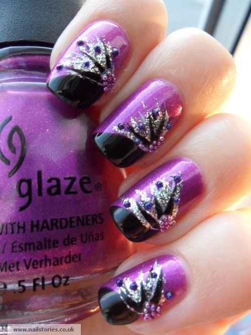Nail Designs with Purple and Silver