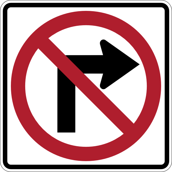 No Right Turn Sign