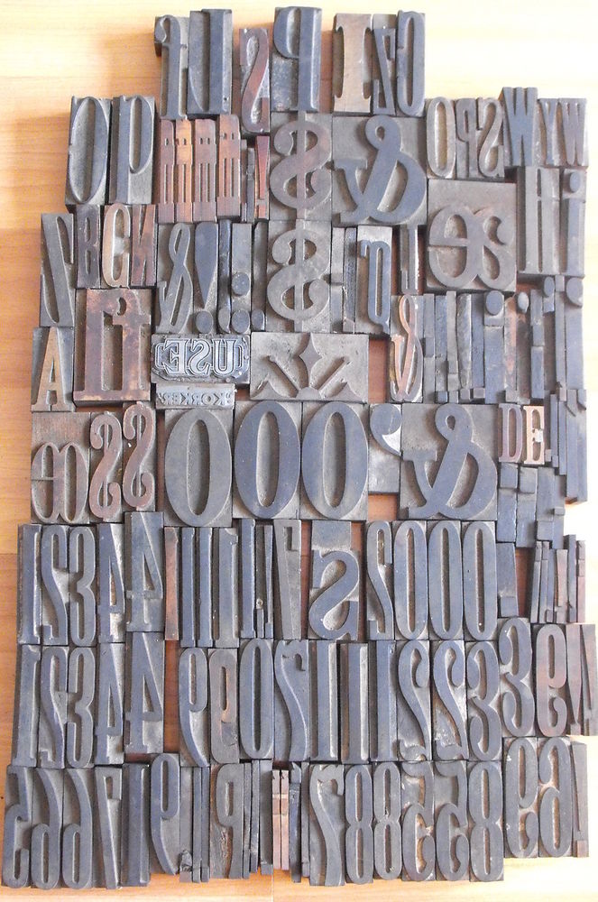 Old Printing Press Numbers Letters