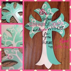 Painted Wooden Cross with Bible Verse
