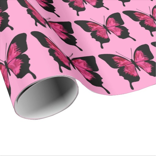 Pink and Blue Butterfly Wrapping Paper