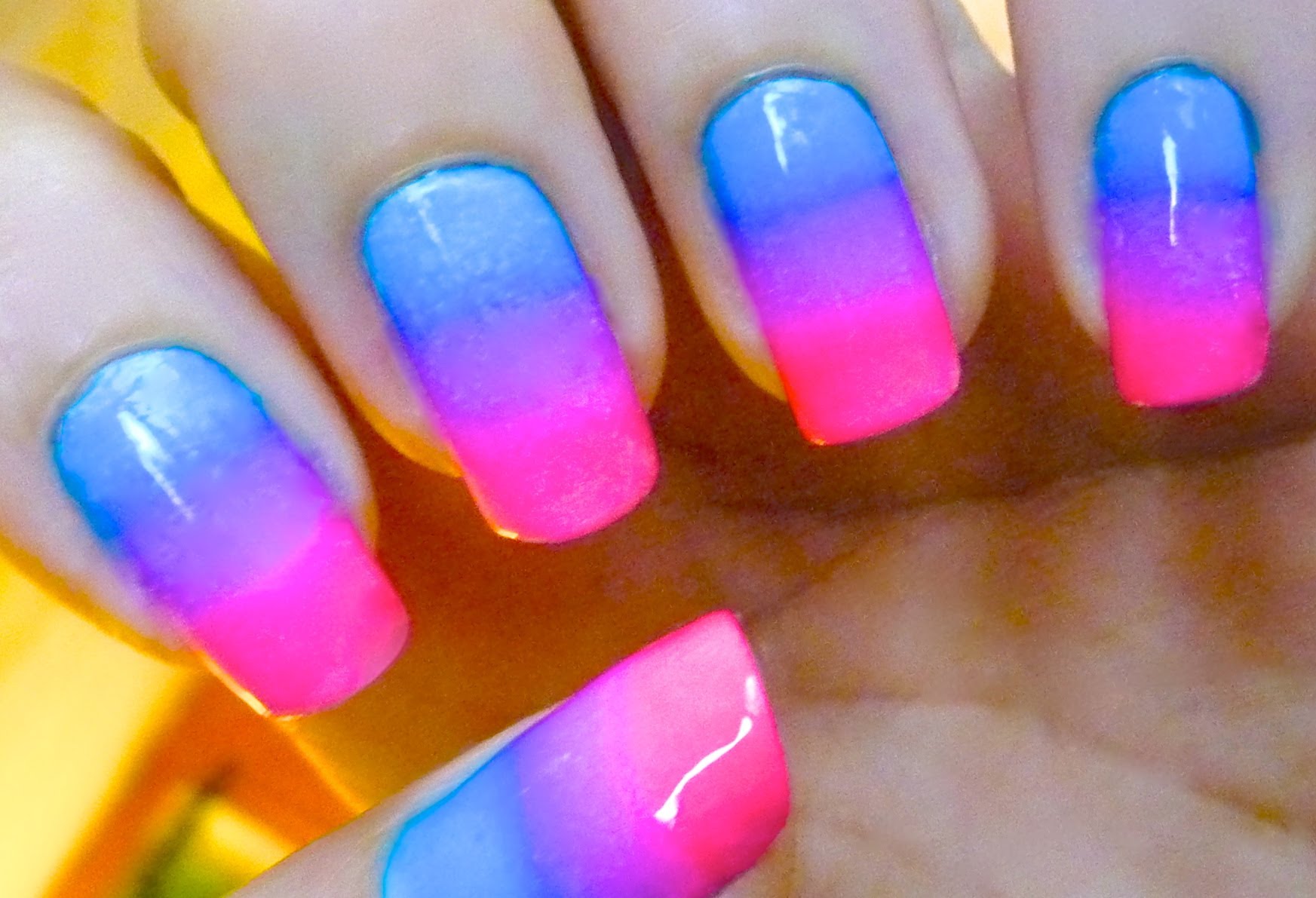 Pink and Blue Nail Design