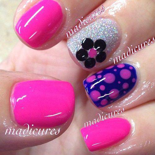 Pink and Blue Nail Design
