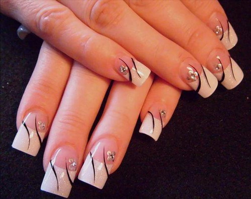Pretty White Nails with Design