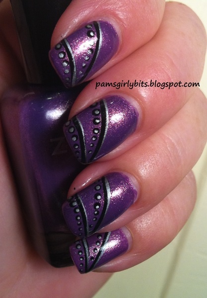 Purple and Black Nail Art Design