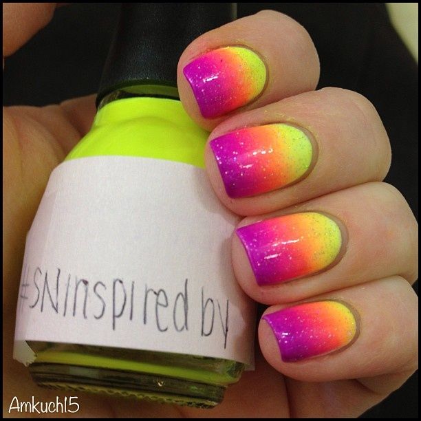 Purple and Neon Yellow Nails Purple and Neon Yellow Nails